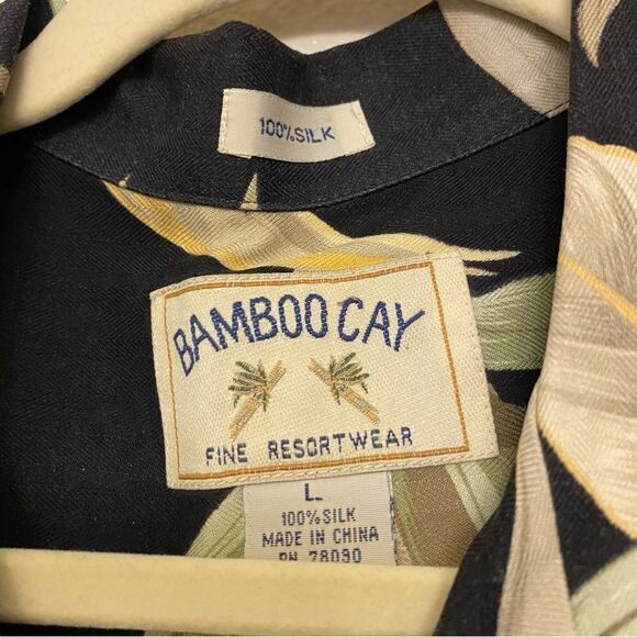 Bamboo Cay 100% silk vintage Short Sleeve button up Shirt tropical floral top L - Picture 5 of 8